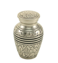 Load image into Gallery viewer, Small/Keepsake 3 Cubic Inches Antique Silver Funeral Cremation Urn for Ashes
