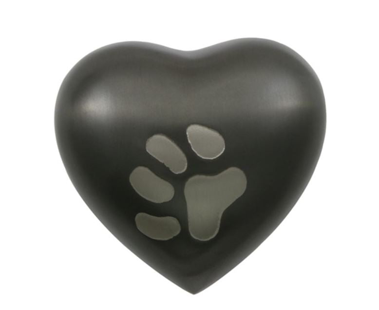 Small/Keepsake Slate/Pewter Brass Odyssey Heart Cremation Urn, 3 cubic inches