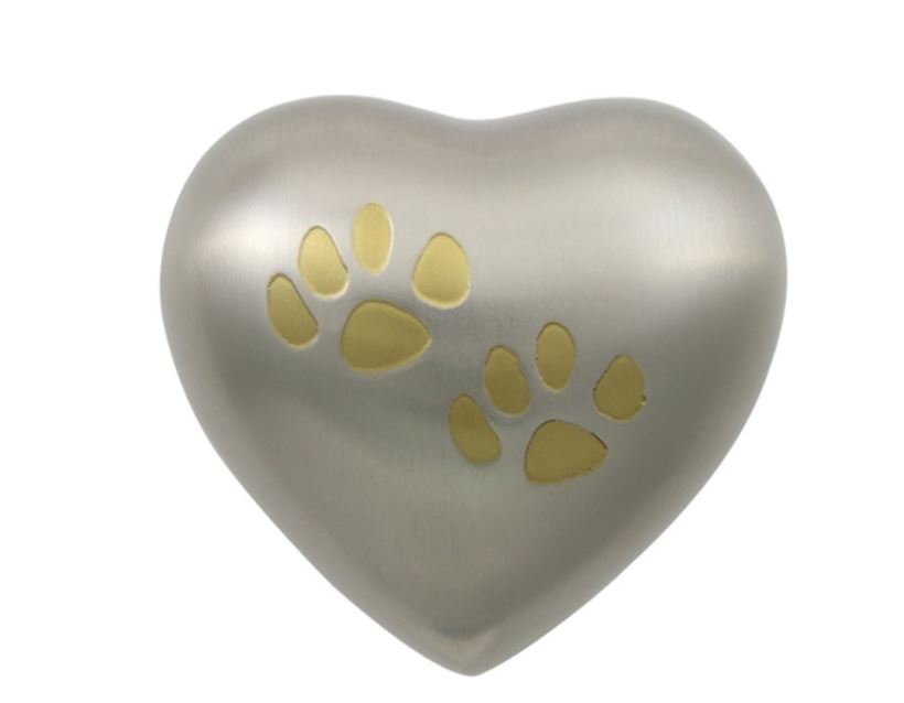 Small/Keepsake Pewter/Bronze Brass Odyssey Heart Cremation Urn, 3 cubic inches