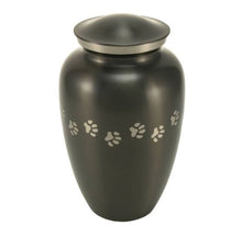 Load image into Gallery viewer, Large/Adult Slate Brass Paw Print Cremation Urn, 195 cubic inches
