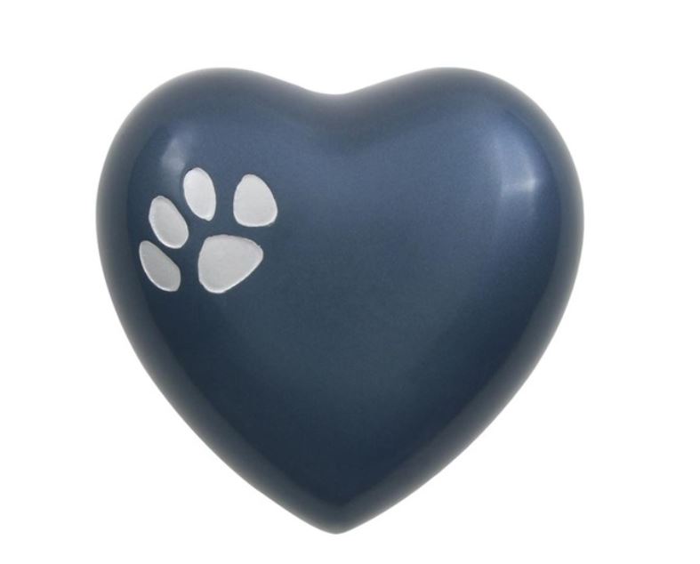 Small/Keepsake Blue Brass Odyssey Heart Funeral Cremation Urn, 3 cubic inches