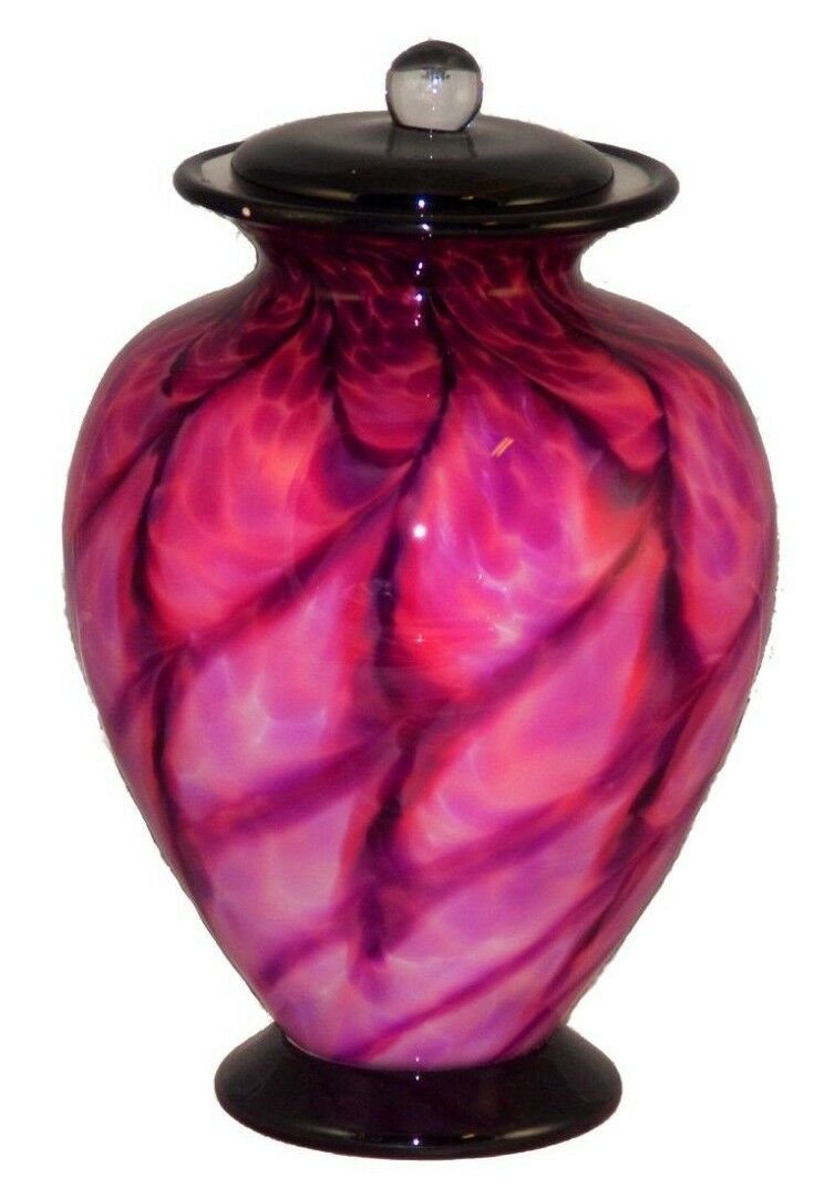 Large/Adult 220 Cubic Inch Venice Rose Funeral Glass Cremation Urn for Ashes