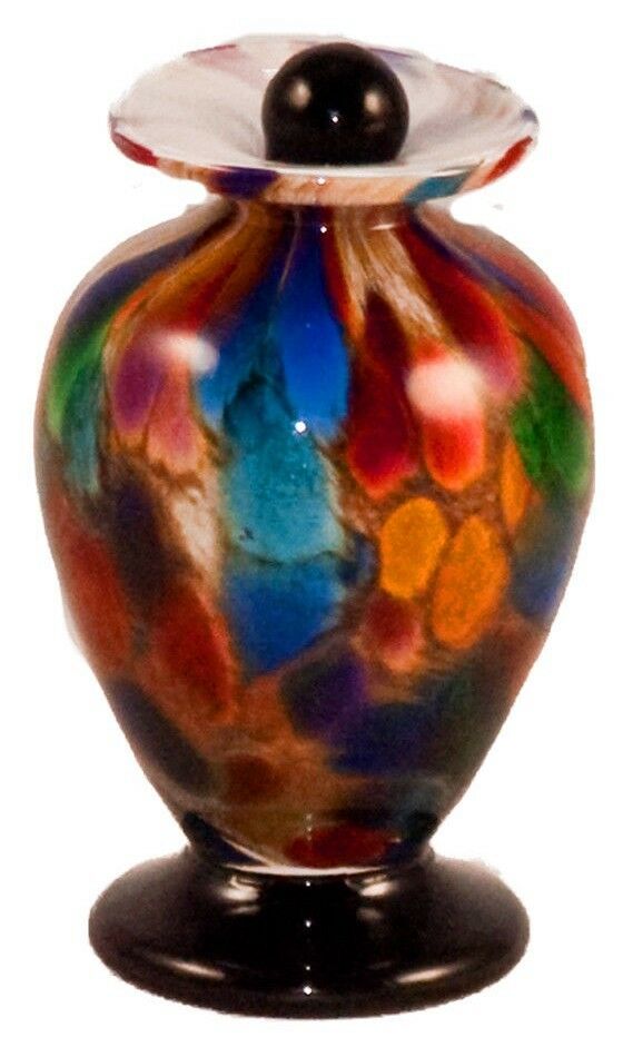 Small/Keepsake 3 Cubic Inch Venice Autumn Funeral Glass Cremation Urn for Ashes