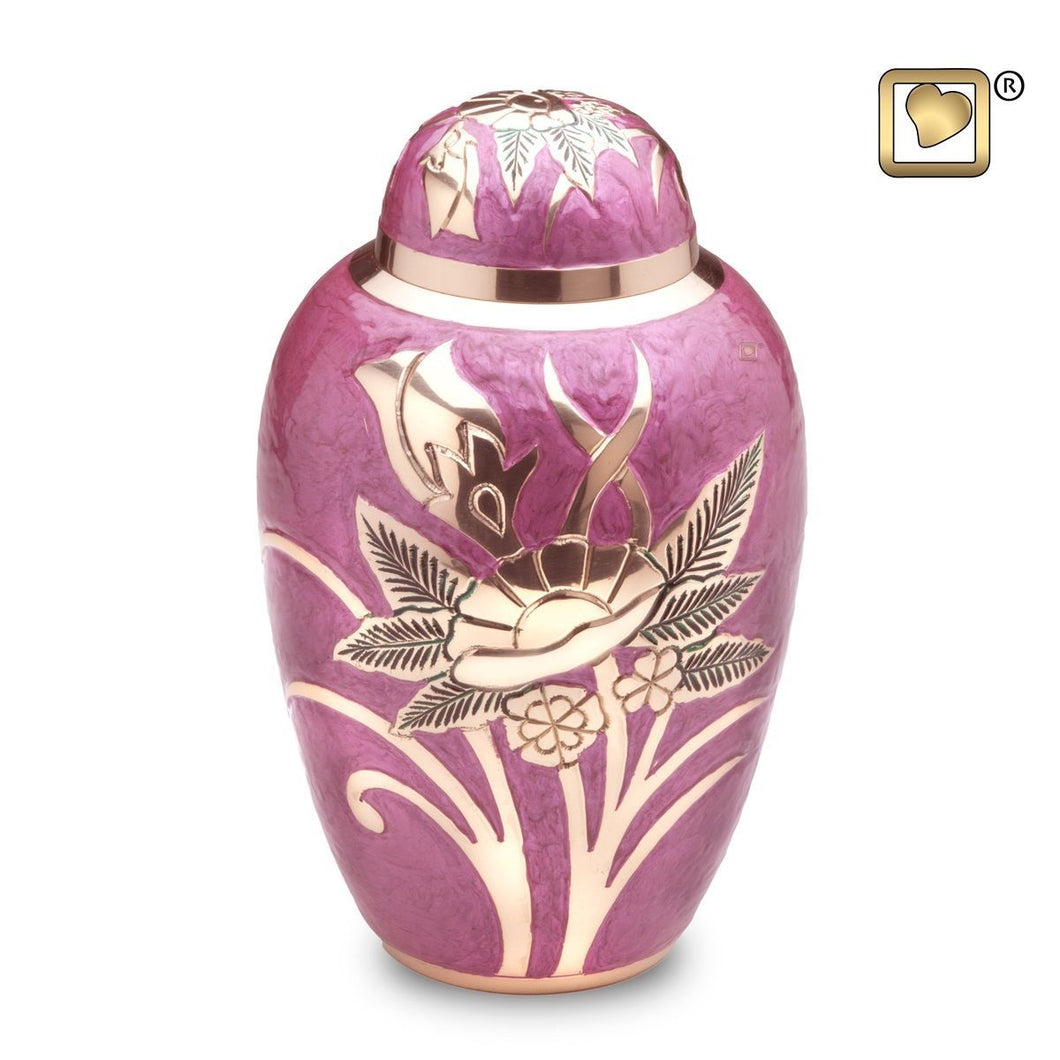 Lilac Rose Adult Funeral Cremation Urn,  200 Cubic Inches