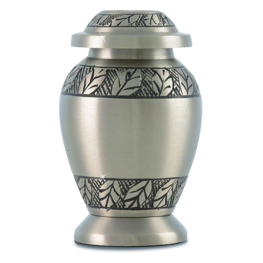 Small/Keepsake 5 Cubic Inches Pershing Leaves Pewter Funeral Cremation Urn