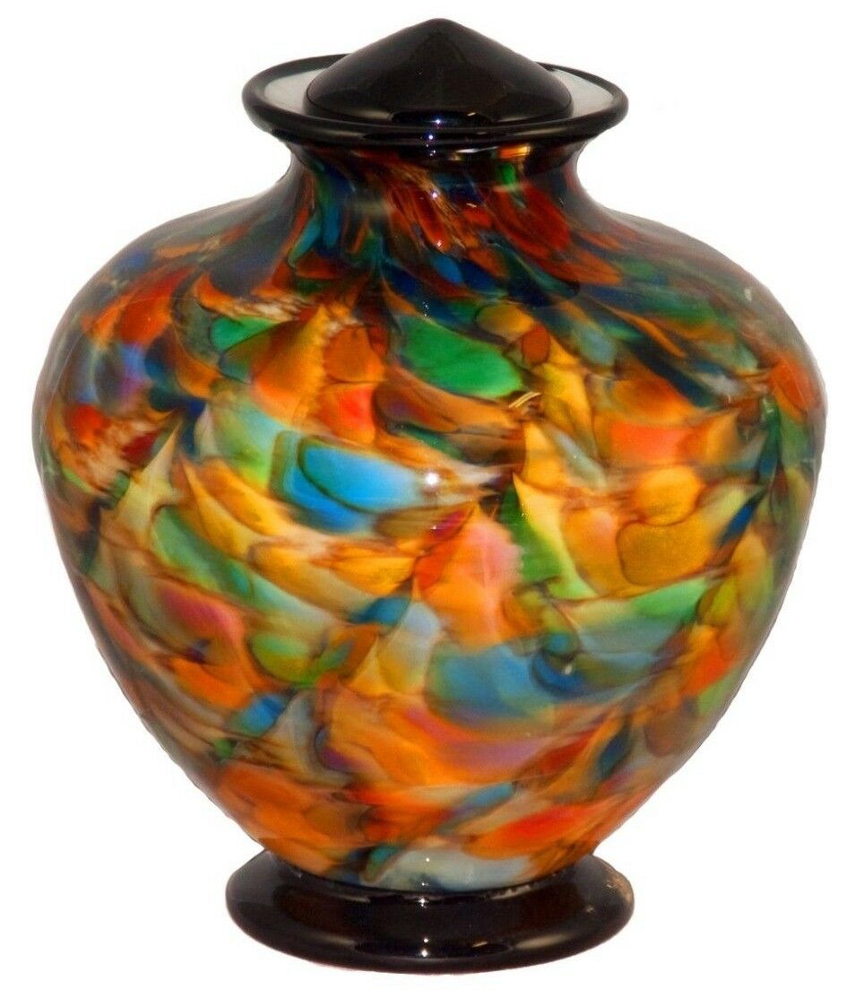Large/Adult 220 Cubic Inch Milan Autumn Funeral Glass Cremation Urn for Ashes