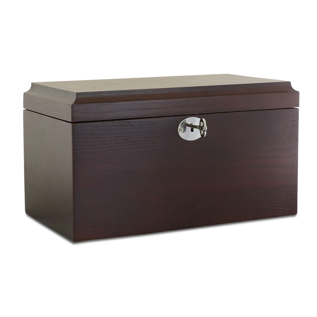 Large/Adult 260 Cubic Inches Locking Brown Wood Funeral Cremation Urn for Ashes