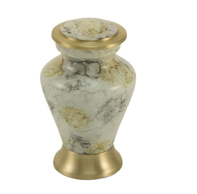 Keepsake Funeral Cremation Urn for ashes,5 Cubic Inches-Glenwood White Marble