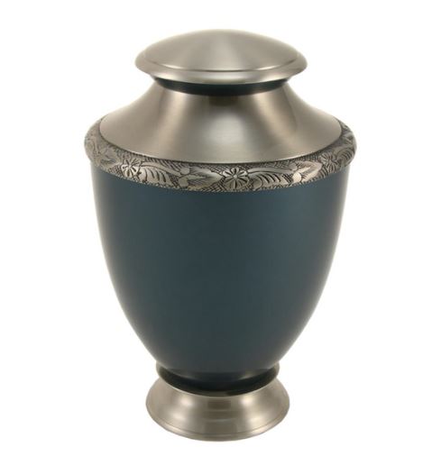 Large Funeral Cremation Urn for ashes, 200 Cubic Inches - Artisan Indigo