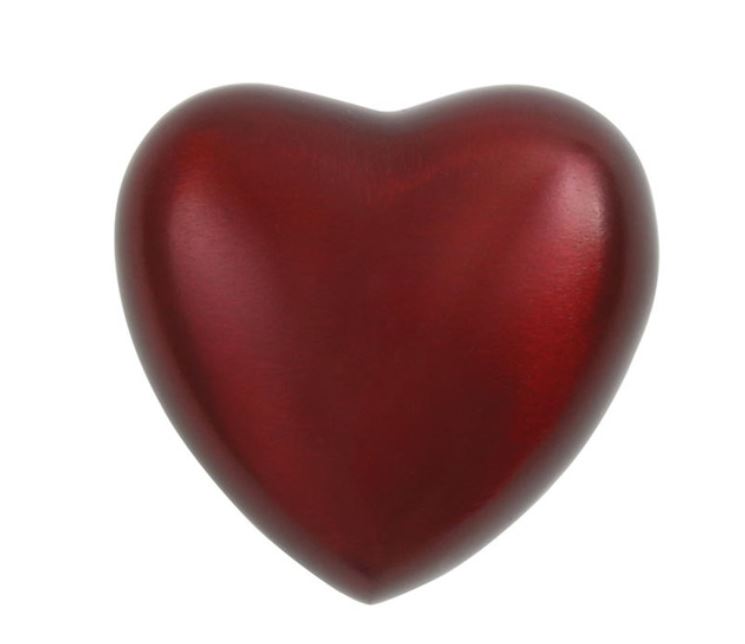 Heart Keepsake Brass Crimson Funeral Cremation Urn for Ashes, 3 Cubic Inches