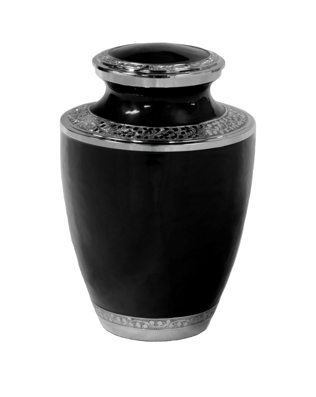 Large/Adult 200 Cubic Inches Mother of Pearl Black Brass Funeral Cremation Urn