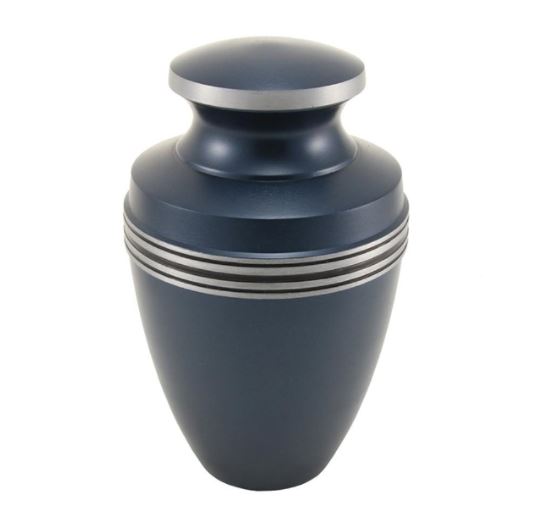Large/Adult 200 Cubic Inch Blue Aluminum Grecian Funeral Cremation Urn for Ashes
