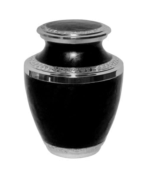 Small/Keepsake 90 Cubic Inches Mother of Pearl Black Brass Funeral Cremation Urn