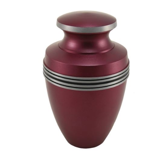 Large/Adult 200 Cubic Inch Magenta Aluminum Grecian Funeral Cremation Urn