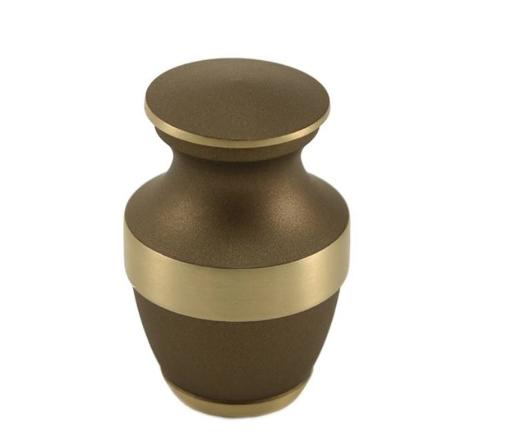Small/Keepsake Bronze Color Brass Funeral Cremation Urn for Ashes, 5 Cubic Inch