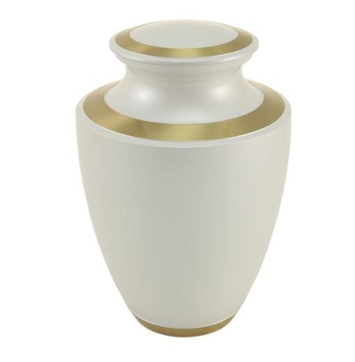 Adult 200 Cubic Inch Brass White Funeral Cremation Urn for Ashes