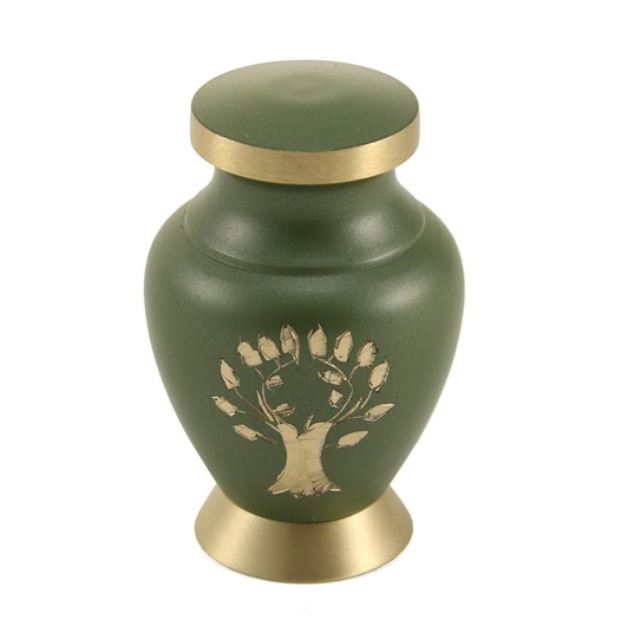 6 Keepsake Set Green Tree Of Life Funeral Cremation Urns for Ashes, 5 Cubic Inches each