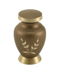 Load image into Gallery viewer, At Peace Memorials  Wheat Mini Keepsake Brass Brown Cremation Urn for Ashes 5 CI
