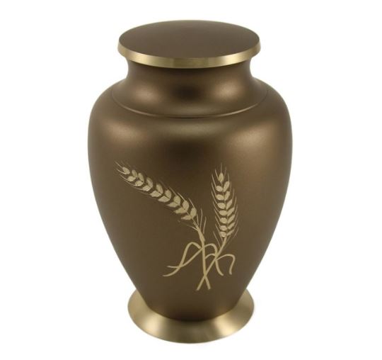 Adult 200 Cubic Inch Brass Brown Funeral Cremation Urn for Ashes