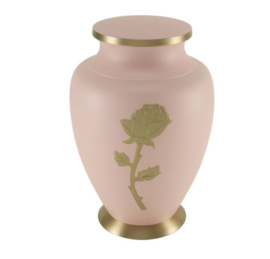 Adult 200 Cubic Inch Brass Pink Funeral Cremation Urn for Ashes