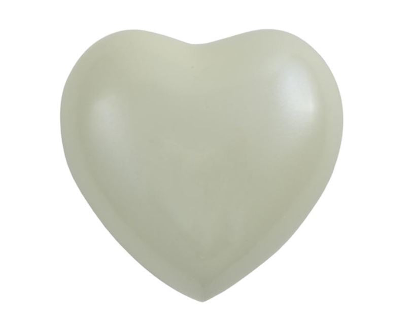 Heart Keepsake Brass White Funeral Cremation Urn for Ashes, 3 Cubic Inches
