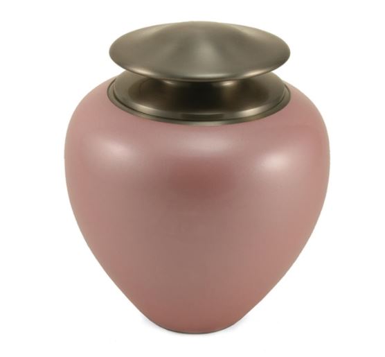 Adult 195 Cubic Inch Brass Pink Funeral Cremation Urn for Ashes