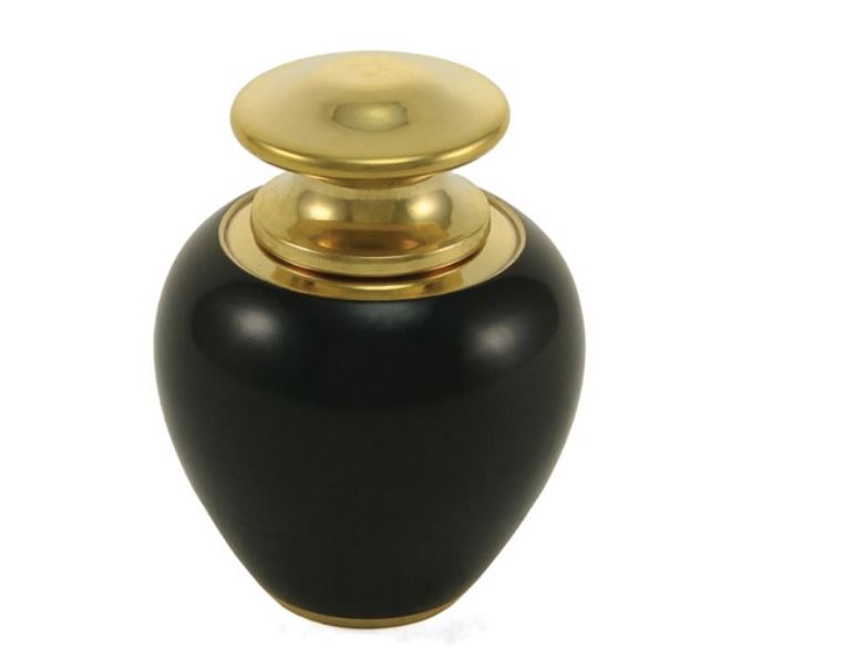 Black Brass Keepsake Funeral Cremation Urn for Ashes, 5 Cubic Inches