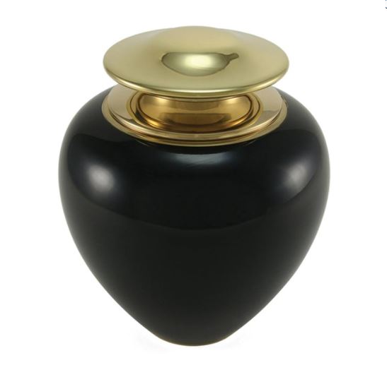 Black Brass Adult 195 Cubic Inch Funeral Cremation Urn for Ashes