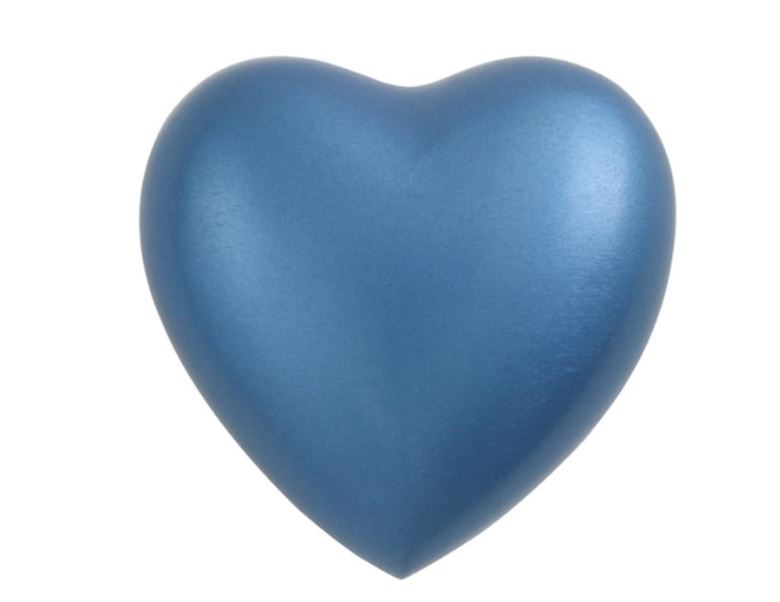 Blue Alloy & Brass Heart Keepsake Funeral Cremation Urn for Ashes, 3 Cubic Inch