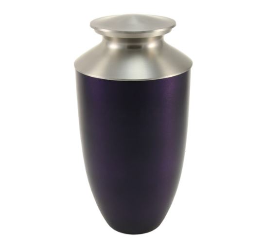 Purple Alloy & Brass Adult 200 Cubic Inch Funeral Cremation Urn for Ashes
