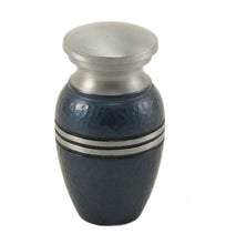 Load image into Gallery viewer, Small/Keepsake 3 Cubic Inch Blue Heart Aluminum Funeral Cremation Urn for Ashes
