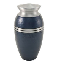 Load image into Gallery viewer, Small/Keepsake 3 Cubic Inch Blue Heart Aluminum Funeral Cremation Urn for Ashes
