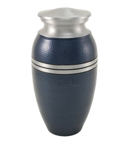 Large/Adult 200 Cubic Inch Blue Aluminum Funeral Cremation Urn for Ashes