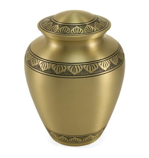 Bronze colored Brass Adult 200 Cubic Inch Funeral Cremation Urn for Ashes