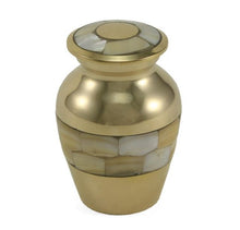 Load image into Gallery viewer, Bronze Colored Brass Keepsake Funeral Cremation Urn for Ashes, 5 Cubic Inches
