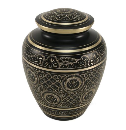 Black Brass Adult 200 Cubic Inch Funeral Cremation Urn for Ashes