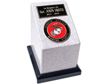 Load image into Gallery viewer, Large 223 Cubic Inch Marine Corps Cultured Granite Cremation Urn for Ashes
