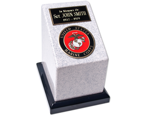 Large 223 Cubic Inch Marine Corps Cultured Granite Cremation Urn for Ashes