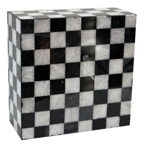 Large/Adult 220 Cubic Inch Chessboard Kingdom Ebony/White Marble Cremation Urn