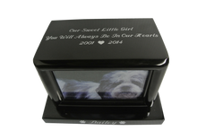 Load image into Gallery viewer, Large 100 Cubic Inch Black KL Photo Funeral Cremation Urn for Ashes
