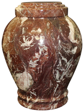 Load image into Gallery viewer, Embrace Red Zebra Marble Adult Funeral Cremation Urn, 220 Cubic Inches
