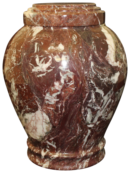 Embrace Red Zebra Marble Adult Funeral Cremation Urn, 220 Cubic Inches