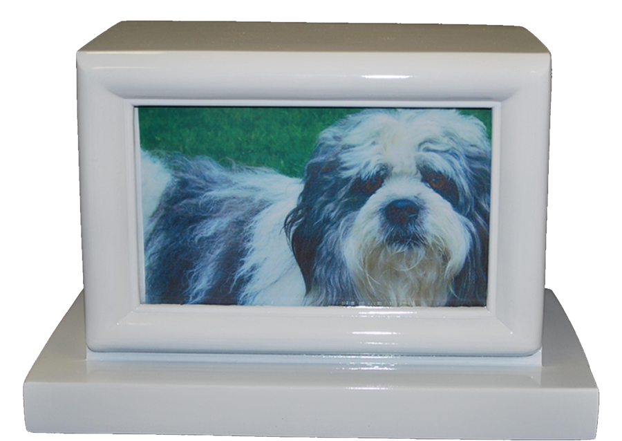 Large 100 Cubic Inch White KL Photo Funeral Cremation Urn for Ashes