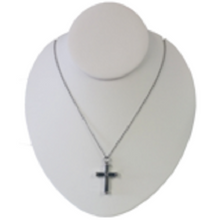 Load image into Gallery viewer, Stainless Steel Black &amp; Silver Cross Cremation Urn Pendant w/20-inch Necklace
