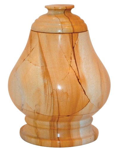 Small/Keepsake 15 Cu. Inch Equator Teak Color Solid Natural Marble Cremation Urn