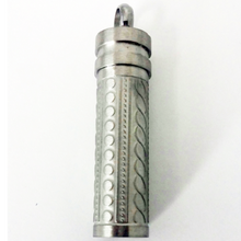 Load image into Gallery viewer, Stainless Steel Fancy Cylinder Cremation Urn Pendant for Ashes w/20-in Necklace

