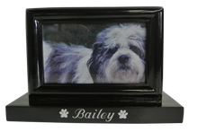 Load image into Gallery viewer, Large 100 Cubic Inch Black KL Photo Funeral Cremation Urn for Ashes

