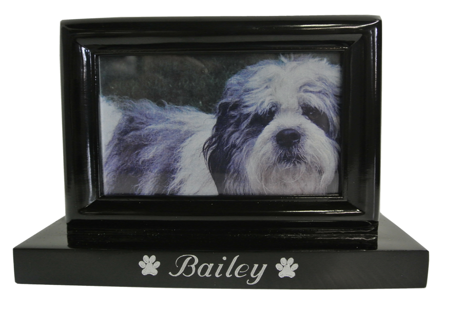 Large 100 Cubic Inch Black KL Photo Funeral Cremation Urn for Ashes