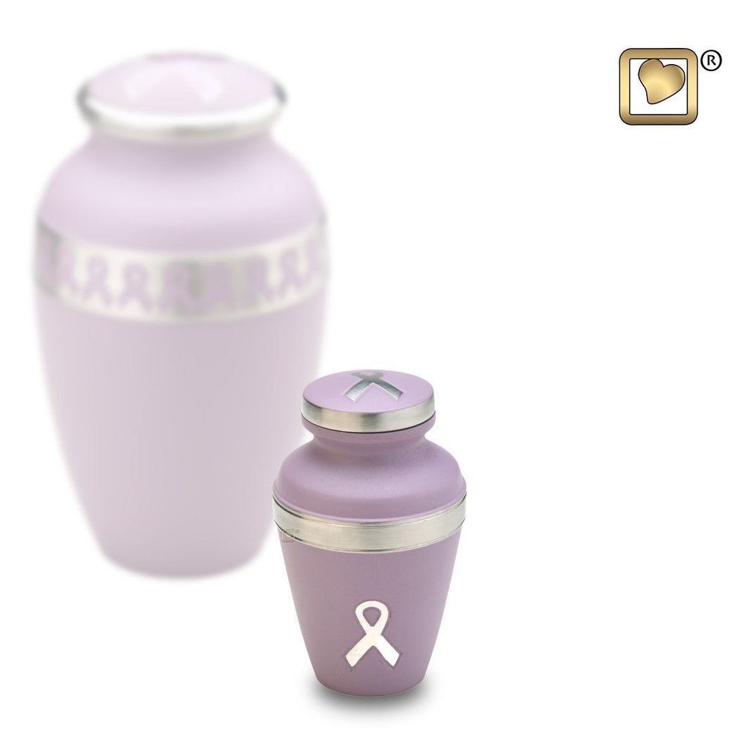 Pink Awareness Keepsake Funeral Cremation Urn, 3 Cubic Inches