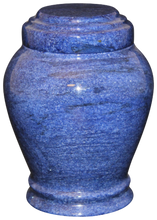 Load image into Gallery viewer, Small/Keepsake 15 Cubic Inch Blue Embrace Funeral Cremation Urn for Ashes
